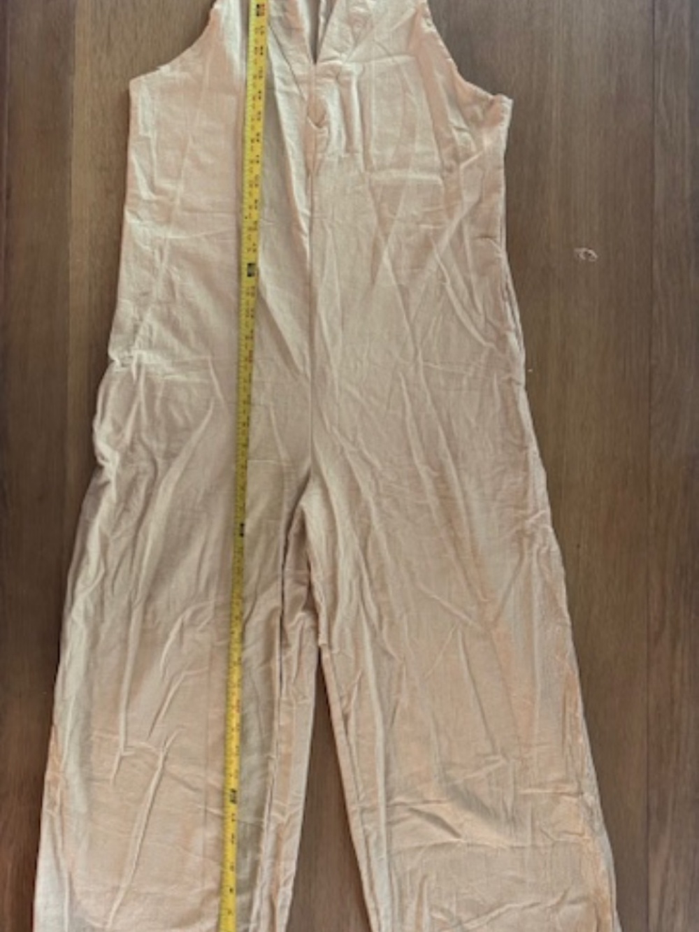 Casual Full Length Jumpsuit. Linen Blend Halter Wide Leg. Halter Neck Sleeveles. - Picture 7 of 7
